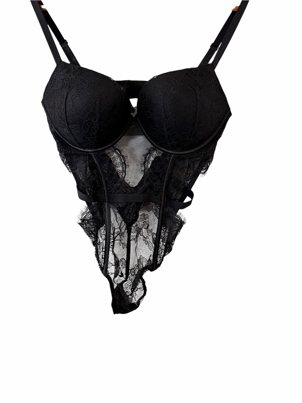 Victoria's Secret Black Lace Bustier Bodysuit